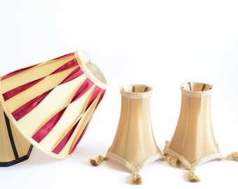 Vintage Lampshades – Off-White Ribbon Trim & Pair of French Silk Petite Shades (Sold Separately)