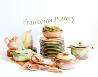 Vintage Frankoma Pottery RT 66 Sapulpa OK Rustic Pottery Vintage Clay Pottery Rustic Farmhouse-Style Pottery Prairie Green