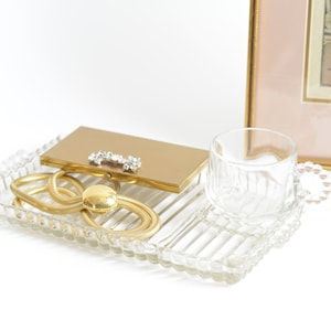 Vanity Tray | Snack Tray | Art Deco Style Glass Tray | Tray for Dresser | Tray for Bathroom Jewelry | Dresser Tray | Gift for Friend |