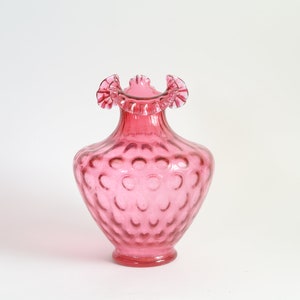 Fenton Glass | Cranberry Fenton Vase | Vintage Valentine Gift Vase | Vintage Vase Valentine&#39;s Day | Vase Valentine&#39;s Day | Romantic Vase
