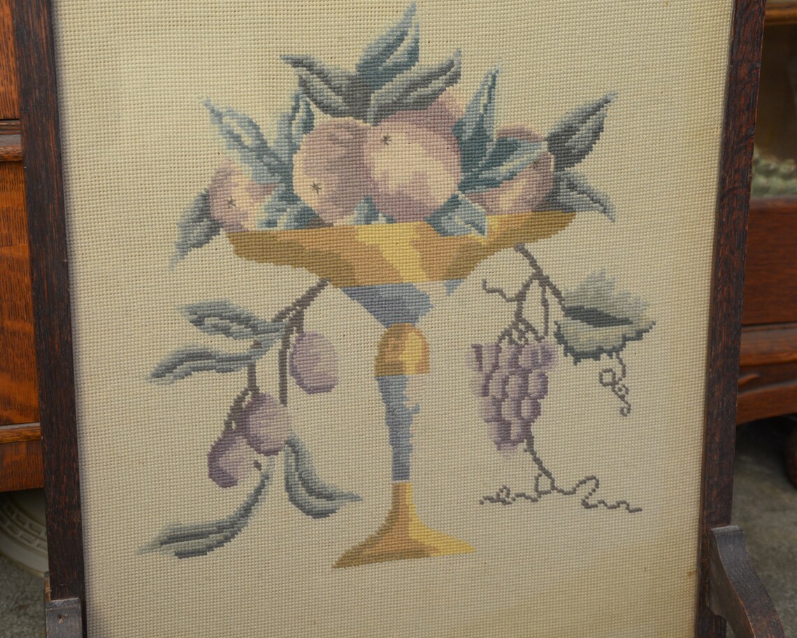 Vintage Fireplace Screen Needlepoint Fireplace Mantel Screen Etsy