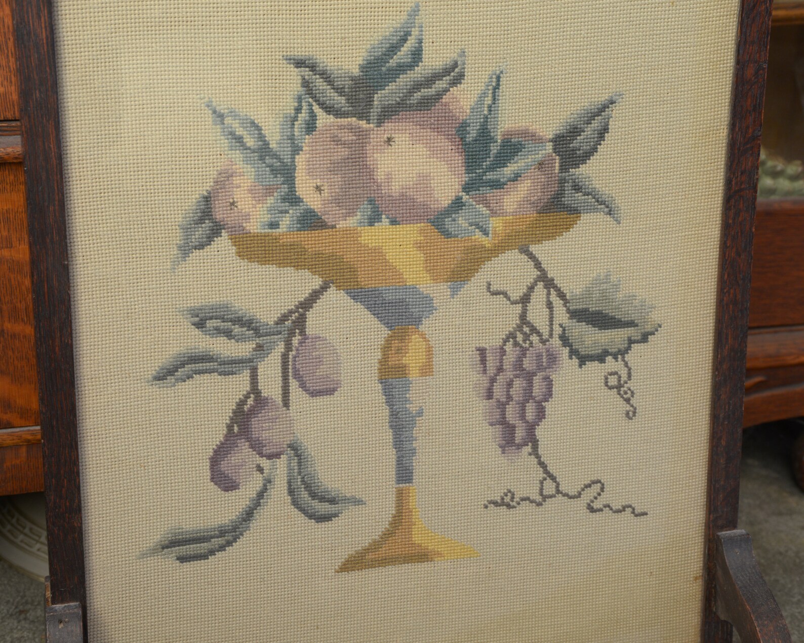 Vintage Fireplace Screen Needlepoint Fireplace Mantel Screen Etsy