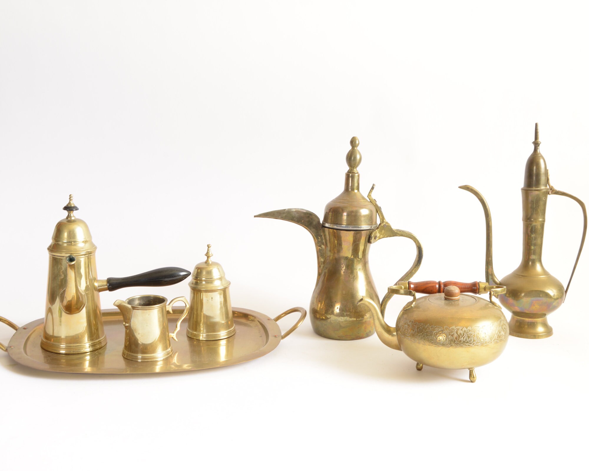 Vintage Brass Tea Set Pitcher Made in India Brass Shelf Decor Etsy