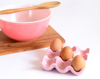 Ceramic Egg Crate | Pink Kitchen Decor | Kitchen Egg Storage | Countertop Egg Storage | Kitchen Storage | Pastel Pink Kitchen | Egg Crate