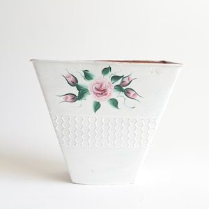 Cottagecore Decor | Vintage Door Pocket | Front Door Decor | Wall Sconce | Flower Basket for Door | Hand Painted Flower Bucket | Cottage