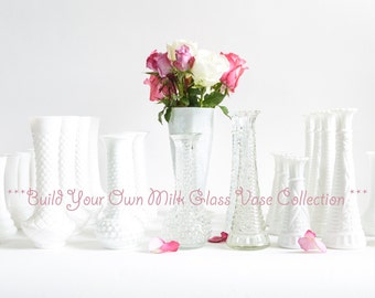 Milk Glass Vases| Milk Glass Collection | Milk Glass Vase Collection | Wedding Decor | Wedding Table Decor | Build a Set Vase Collection