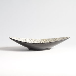 Black and White Decor | German Console Bowl | Texture Bowl | Ceramic Oblong Bowl | Mid Century Design | Mid Century Decor | Long Slim Bowl