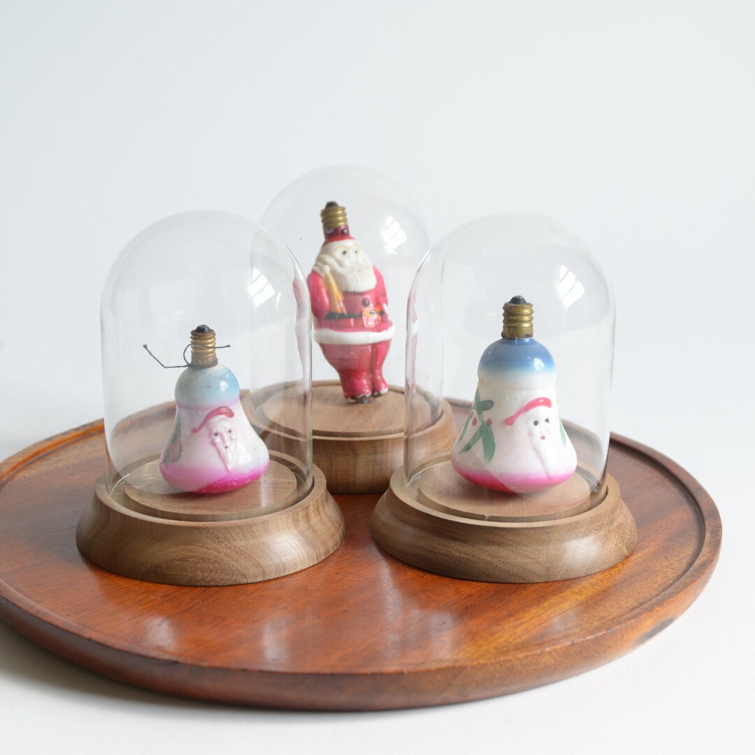 Vintage Kustom Kraft Cloches Set of 3 | Glass Domes With Custom Wood ...