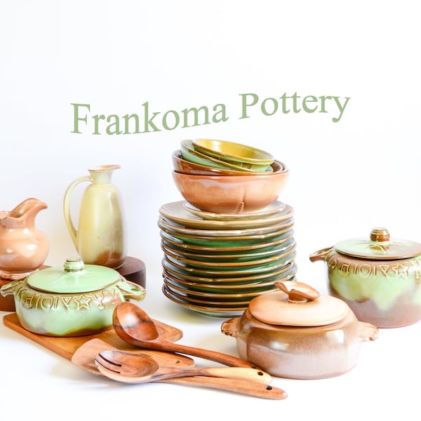 Frankoma Pottery | RT 66 Sapulpa OK | Rustic Pottery | Vintage Clay Pottery | Rustic Farmhouse-Style Pottery | Prairie Green | Cabin Pottery