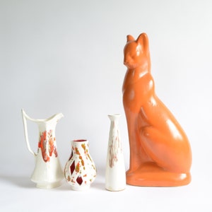 MOD Keramik | Creme Orange | Blumenvase Krug | Keramik Retro Vase | weiß orange Keramik | MOD Vase | Mid Century Blumenvase | Knospe Vase | MOD Dekor