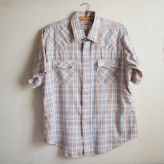 Vintage Western Shirt: Short Sleeve Western Wear … - image 1