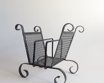 Magazine Rack Vintage | Wrought Iron Magazine Rack | Wrought Iron Living Room Decor | Spanish Revival Magazine | Solid Magazine Rack |