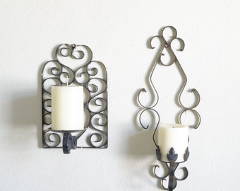 Wrought Iron Candle Holder | Wall Sconces | Wedding Decor | Wall Candle Holder | Bathroom Decor | Spanish Revival Candle | Cottage Candle