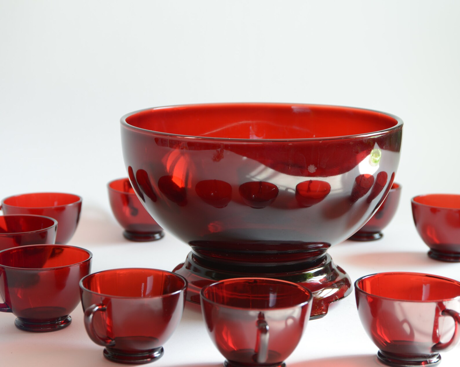Ruby Red Punch Bowl 12 Cups Anchor Hocking Ruby Red Glasses Etsy