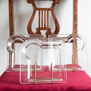 Art Deco Glass Jewelry Dish Trio – Vintage Square Vanity Catch‑All Plates for Dresser Décor image 5