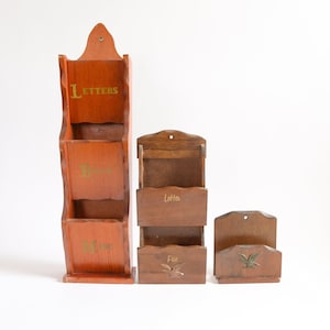 Wood Letter Holders | Wall Mount Letter Holder | Mail Storage and Organization | Kitchen Wall Storage | 70s Wood Wall Decor | 70s Letter