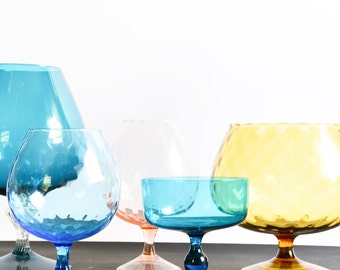 MOD Glass Decor | Vintage Empoli Glass | Mid Century Amber | Electric Blue Teal | Glass Decor Amber | Amber Italian Empoli | Retro Glass