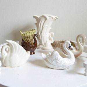 Swan Vases | Swan Vases | Wedding Plant Decor | Cottage Vases | Swan Bathroom Decor | Romantic Style Planter | Graceful Vases