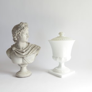 Milk Glass Urn | Milk Glass Pedestal Lidded Urn | Formal Decor | Mantel Urn | White Living Room Decor | Milk Glass Flower Vase | Milk Glass
