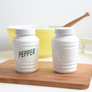 Milk Glass Salt and Pepper Shakers | Vintage Retro Kitchen Decor | Deco Style Kitchen | Vintage Kitchen Decor | Milk Glass Decor