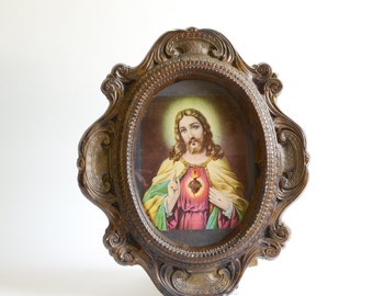 Jesus Portrait | Religious Art | Gallery Wall Print Jesus | Religious Art Print | Wall Decor Religious | Ornate Frame | Wall Art Jesus