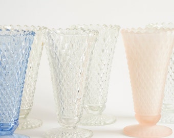 Wedding Vases | Diamond Point | Crystal Vases | Clear Pink Blue Vases | Wedding Decor | Bridal Party Vases | Wedding Table Decor | MCM Vases
