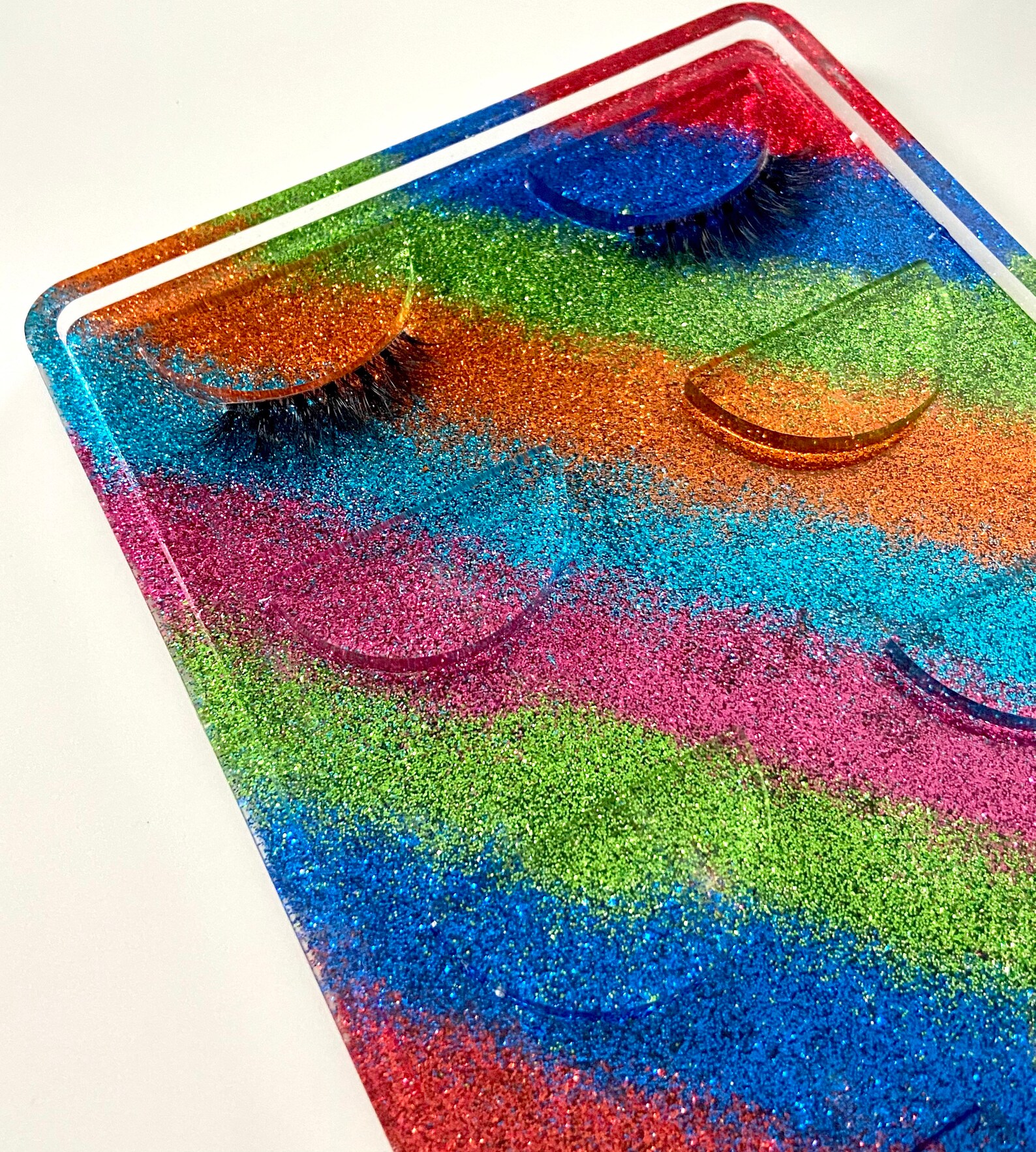 Rainbow Glitter Resin Eyelash Tray Etsy
