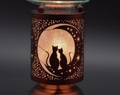 Any 2 Home Fragrance Oils with Hand Crafted Sweetheart Cats Cut-Tin Touch Base Electric Oil Warmer