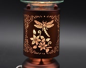 Any 2 Home Fragrance Oils with Hand Crafted Dragonfly Cut-Tin Touch Base Electric Oil Warmer