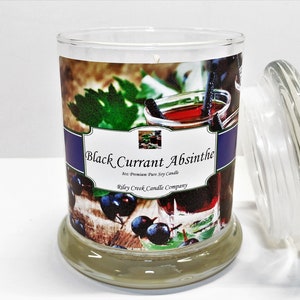 Black Currant Absinthe Pure Soy Wax Candles / High End Upscale Candles / Highly Scented Candles / Phthalate Free / Dye Free / 8oz Candles