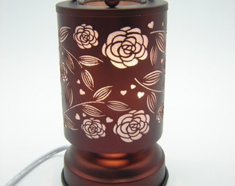 Any 2 Home Fragrance Oils with Hand Crafted Flowers and Hearts Cut-Tin Touch Base Electric Oil Warmers