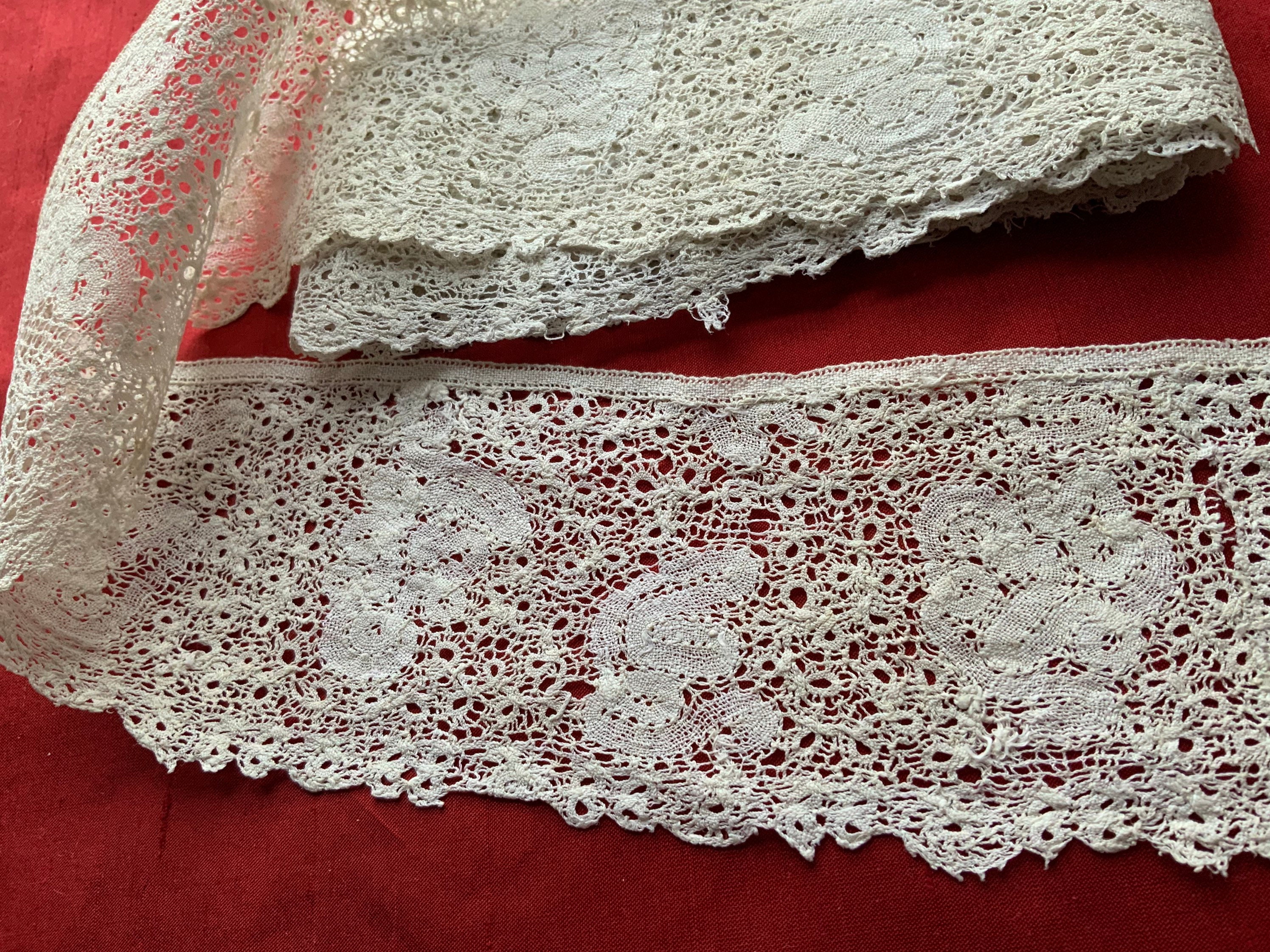 2.08m Antik (1700er Jahre) Handarbeit russische Klöppelspitze