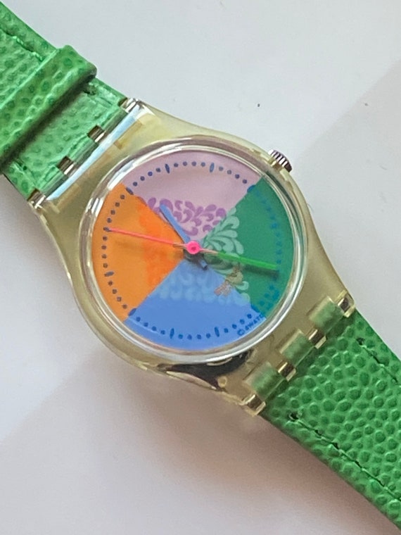 New 1992 Swatch Vintage PIASTRELLA-LK131 green lea