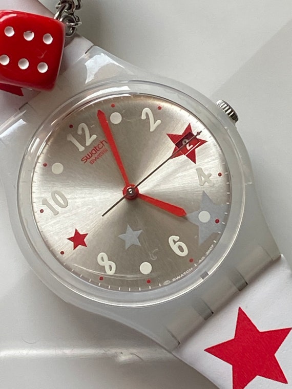 Swatch Watch New Star Feeling dice stars leather … - image 1