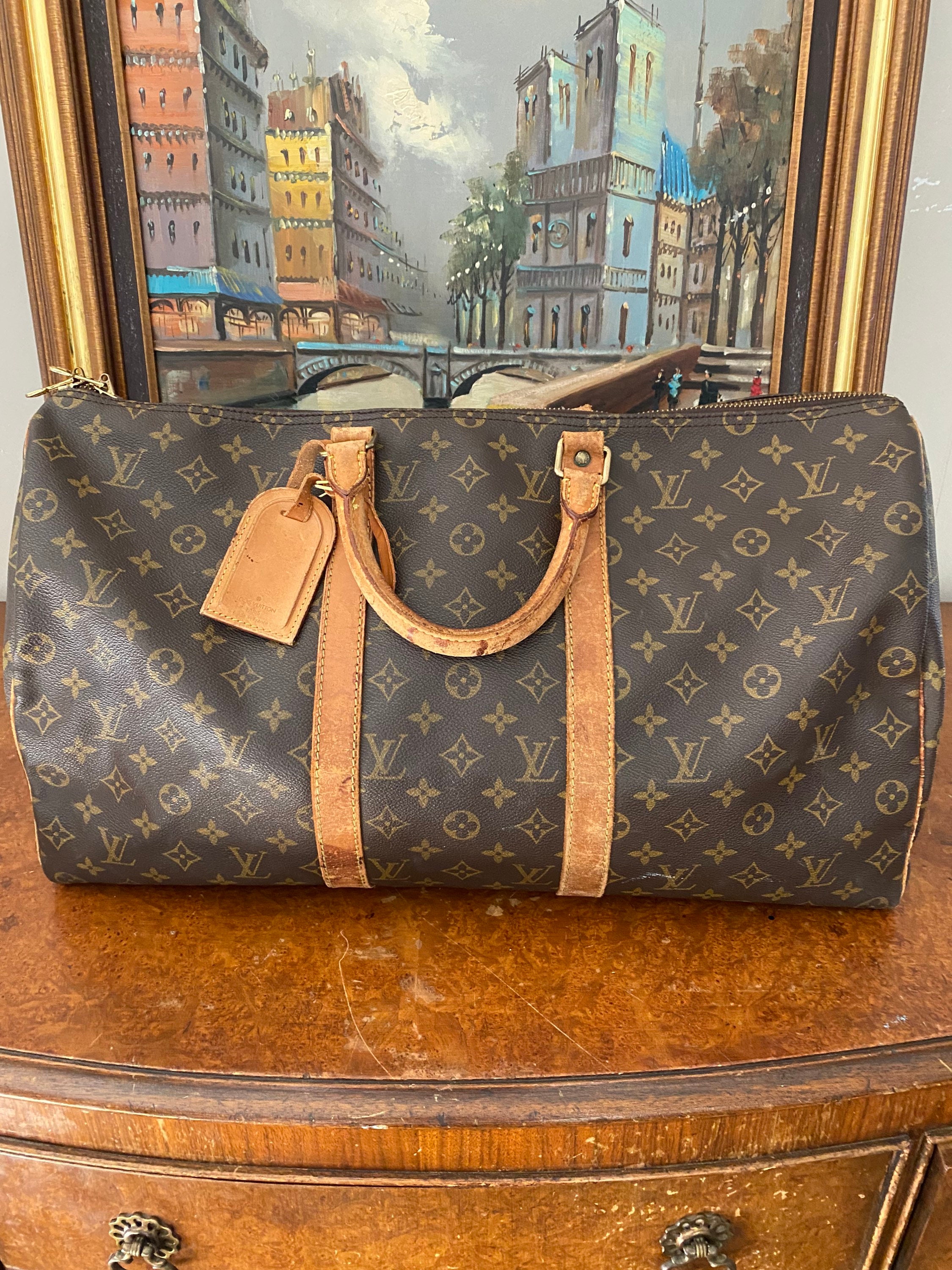 Authentic Louis Vuitton Keepall 50 Vintage Duffel Bag Travel 