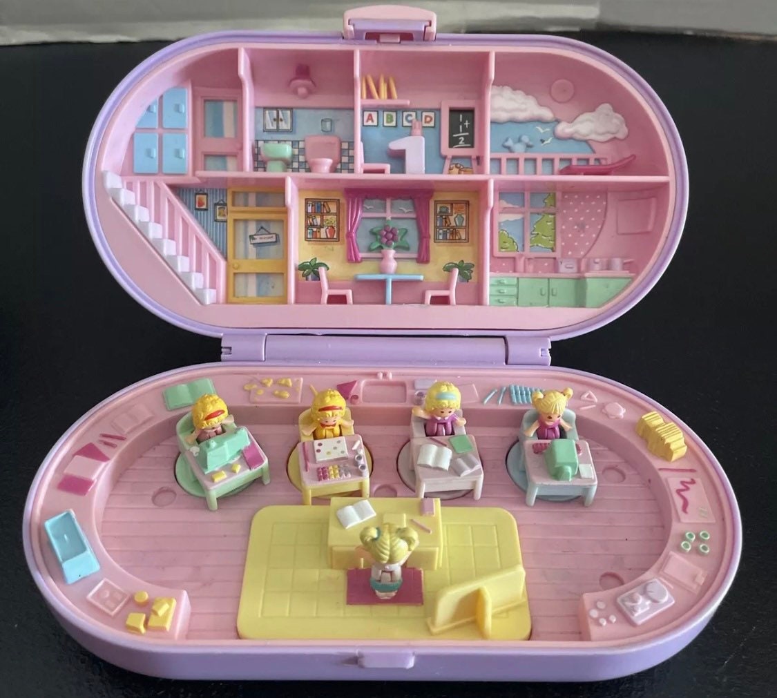 Vintage Polly Pocket Stampin' School Playset. School Stamp Compact. Pink  Variant, No Dolls. 2 Stamps Not Original. 1990s Girls Toys. Cute. 