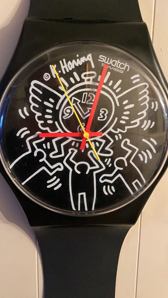 Swatch Maxi Wall clock Keith Haring Blanc Sur Noi… - image 3