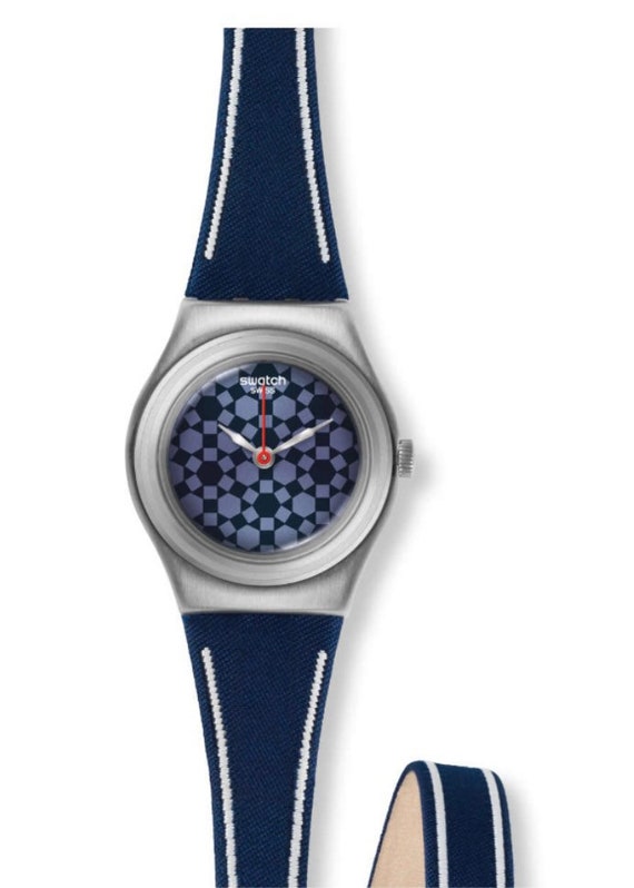 New Swatch Watch Irony double wrap leather BLUE ST