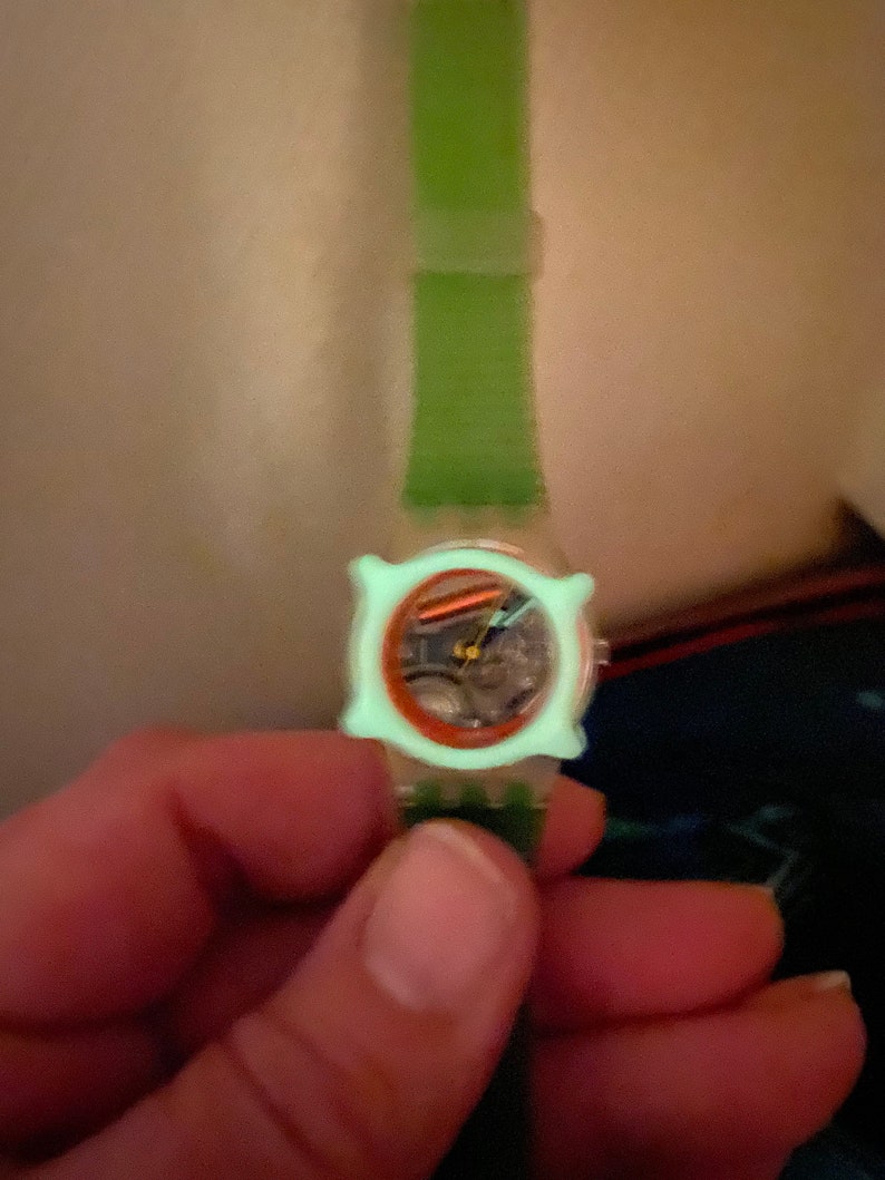 Swatch Watch Vintage Guard Too Small Ladies 25mm Glow in the Etsy