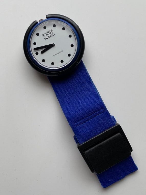 vintage Pop Swatch Watch BLUE RIBBON BS001 rare 1… - image 1