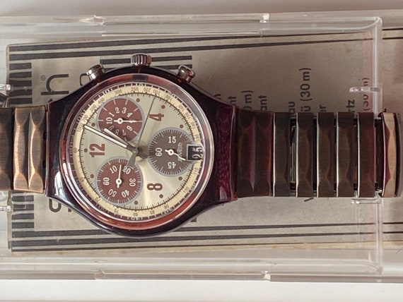 New Swatch Watch Chronograph BROWNBRUSHED SCR400 … - image 3