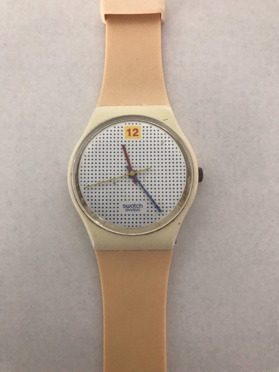 Vintage Swatch Watch 1985 Dotted Swiss GW104 NEW p