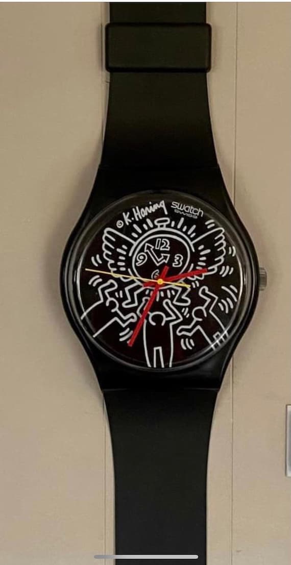 Swatch Maxi Wall clock Keith Haring Blanc Sur Noi… - image 1