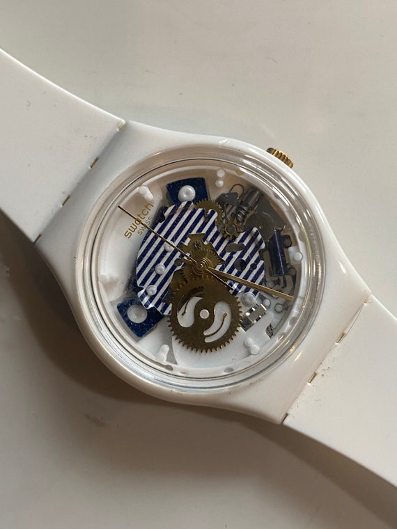 Swatch Lacquered Skeleton See Through Gears Watch New Battery 34mm ...
