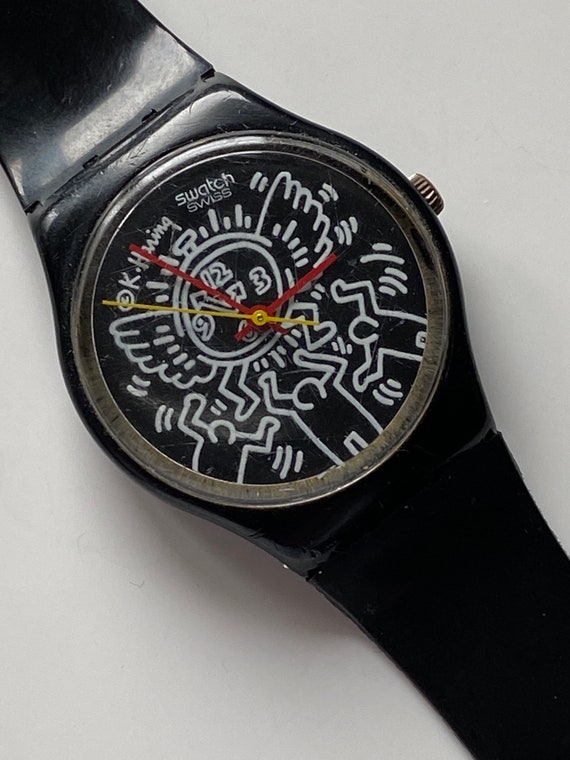 Swatch Watch Vintage Excellent 1985 Keith Haring … - image 1