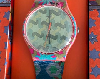 New Swatch Watch Sliding Doors Gorlizski only 4567 made  limited edition number special pack leather textile 41mm #2668 SUOZ185s
