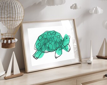 Turtle Print Animal Wall Art for Nursery Decor Kids Room Print Nursery Art Prints