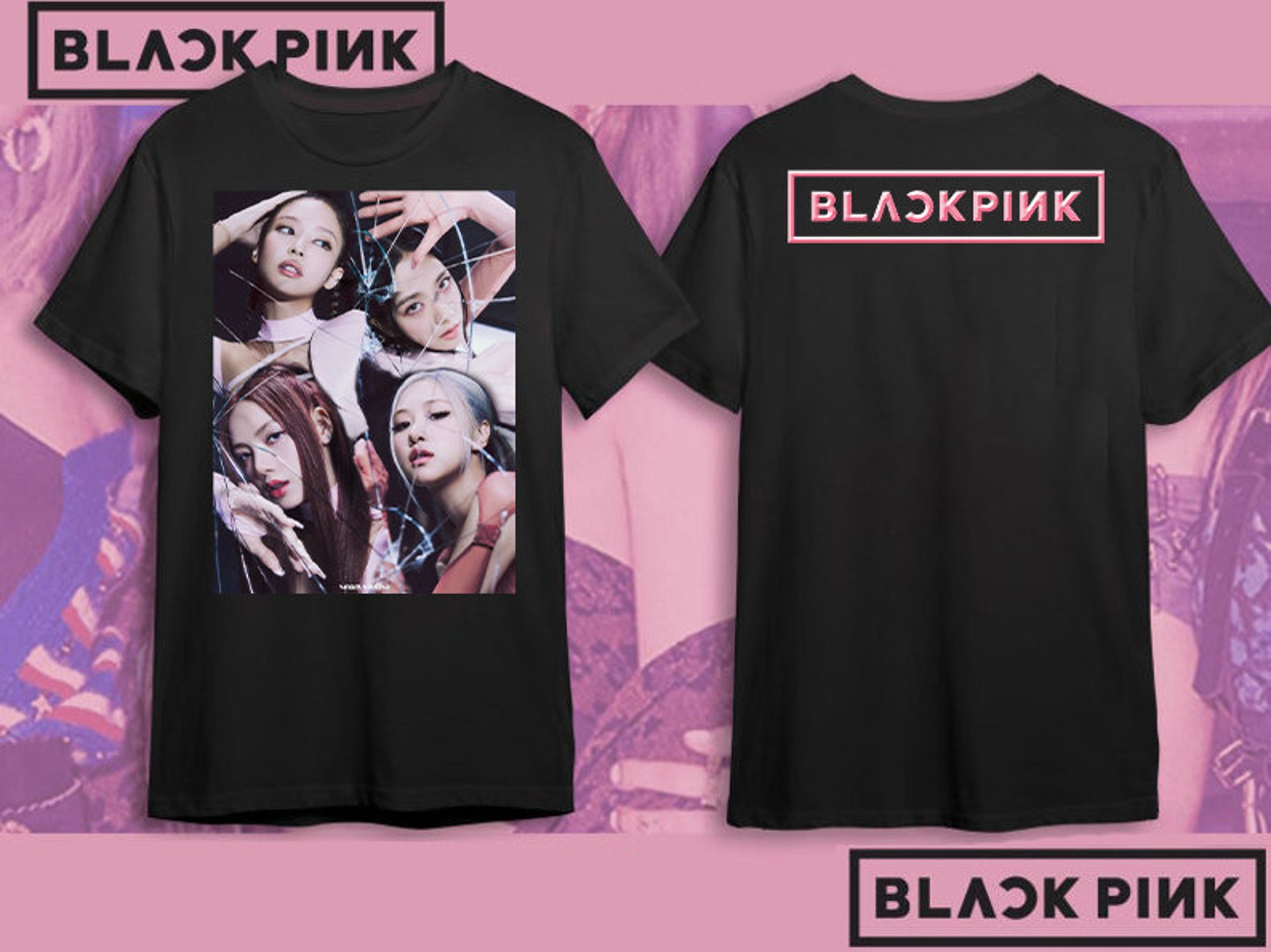 Discover Camiseta de Doble Cara Black Pink Born Pink World Tour 2022 2023 Álbum Pink Venom para Hombre Mujer