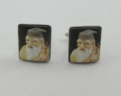 Toshikane Japan Sterling Silver Fortune God Jurojin Cuff Links