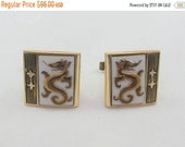 SaLe Vintage Toshikane Gold Tone Porcelain Dragon Cuff Links
